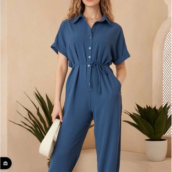 JQ by Jenerique sz 8 blue jumpsuit with pockets  NWT - Picture 4 of 14